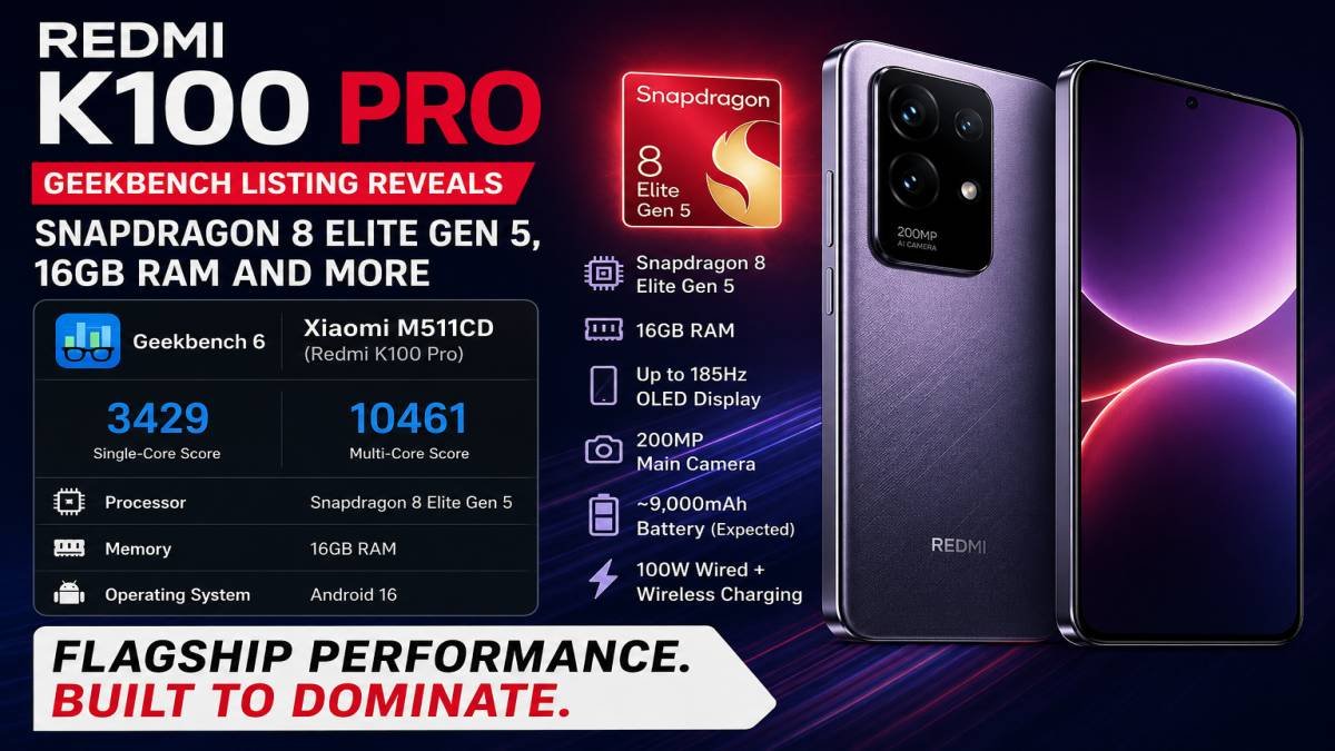 Redmi K100 Pro Geekbench Reveals Snapdragon 8 Elite Gen 5